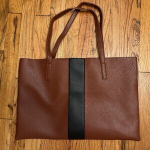 Vince Camuto Brown Vegan Leather Shoulder Tote Bag x Fabfitfun; Like New